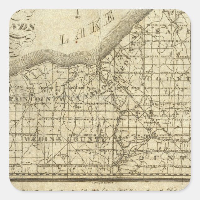 Pegatina Cuadrada Mapa de la Reserva Occidental (Anverso)