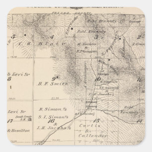 Pegatina Cuadrada Mapa de la sección de T15S R25E el condado de