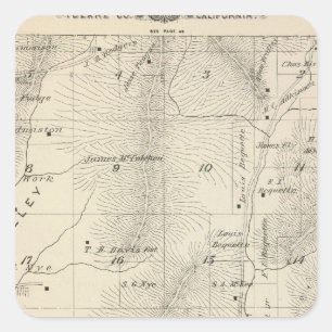 Pegatina Cuadrada Mapa de la sección de T17S R27E el condado de