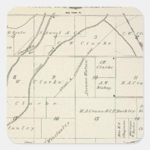 Pegatina Cuadrada Mapa de la sección de T18S R23E el condado de