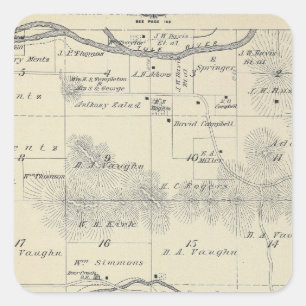 Pegatina Cuadrada Mapa de la sección de T22S R28E el condado de