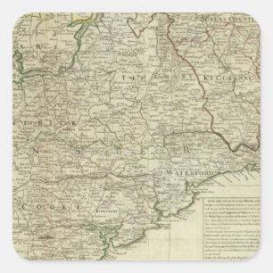 Pegatina Cuadrada Mapa de la sección sur del Reino de Irlanda