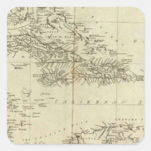 Pegatina Cuadrada Mapa de las Antillas