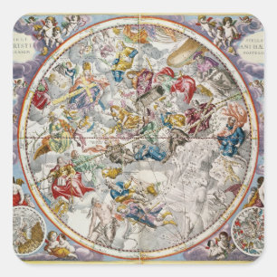 Pegatina Cuadrada Mapa de las constelaciones cristianas según lo
