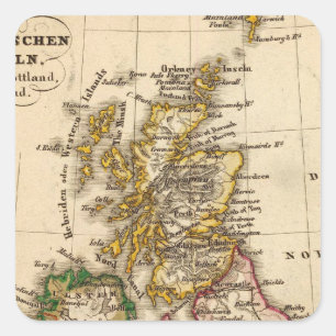 Pegatina Cuadrada Mapa de las islas británicas