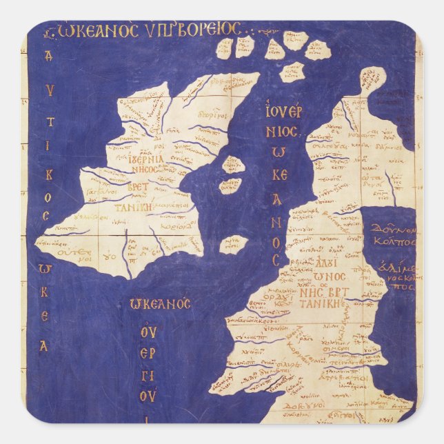 Pegatina Cuadrada Mapa de las Islas Británicas, de 'Geografía' (Anverso)