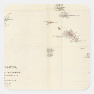 Pegatina Cuadrada Mapa de las islas de sotavento