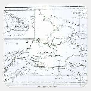 Pegatina Cuadrada Mapa de las partes de Europa y Asia