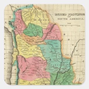 Pegatina Cuadrada Mapa De Las Provincias Unidas De Sudamérica