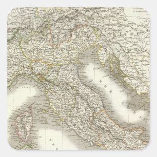 Pegatina Cuadrada Mapa de L'Italie - Italia