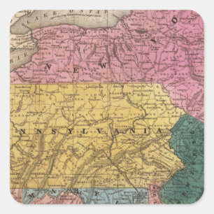 Pegatina Cuadrada Mapa de los estados medios