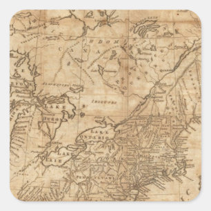 Pegatina Cuadrada Mapa de los estados norte y medio 2
