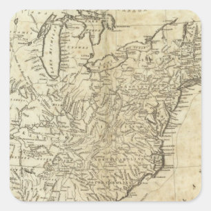 Pegatina Cuadrada Mapa de los Estados Unidos