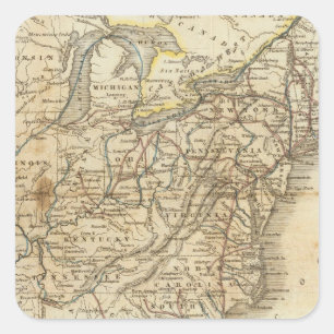 Pegatina Cuadrada Mapa De Los Estados Unidos 3