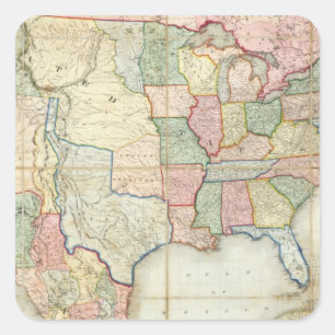 Pegatina Cuadrada Mapa de los Estados Unidos de América