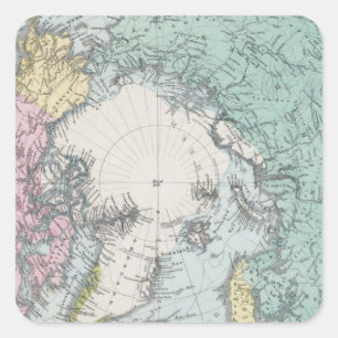 Pegatina Cuadrada Mapa de los mares polares