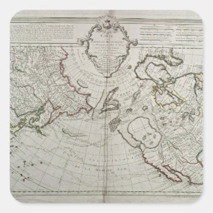 Pegatina Cuadrada Mapa de los nuevos descubrimientos