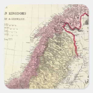 Pegatina Cuadrada Mapa de los reinos escandinavos