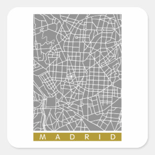 Pegatina Cuadrada mapa de Madrid