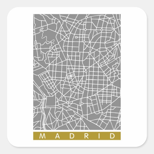 Pegatina Cuadrada mapa de Madrid (Anverso)