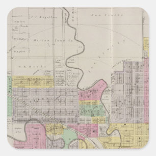 Pegatina Cuadrada Mapa de Marion, el condado de Marion, Kansas