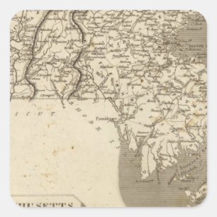 Pegatina Cuadrada Mapa de Massachusetts por Arrowsmith
