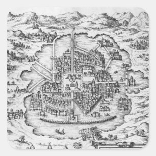 Pegatina Cuadrada Mapa de México