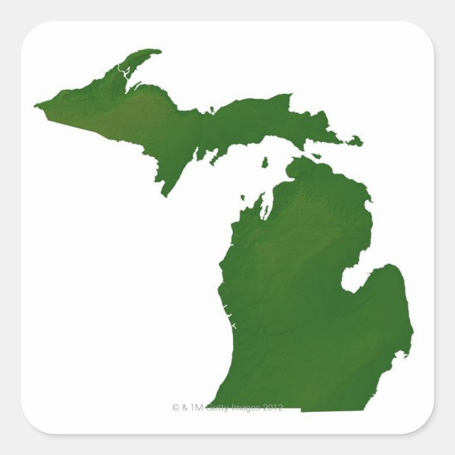 Pegatina Cuadrada Mapa de Michigan (Anverso)