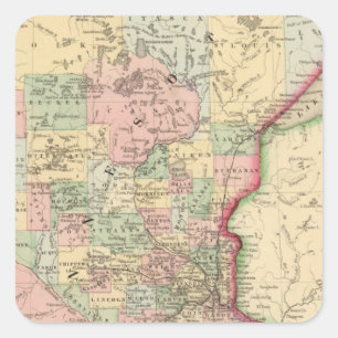 Pegatina Cuadrada Mapa de Minnesota por Mitchell