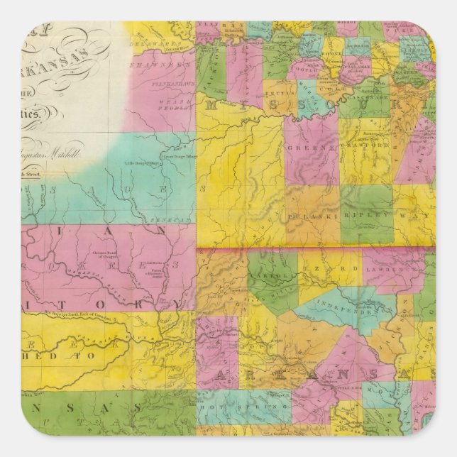 Pegatina Cuadrada Mapa de Misuri (Anverso)