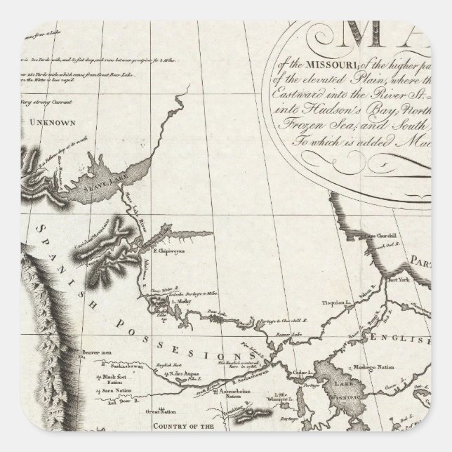 Pegatina Cuadrada Mapa de Misuri (Anverso)