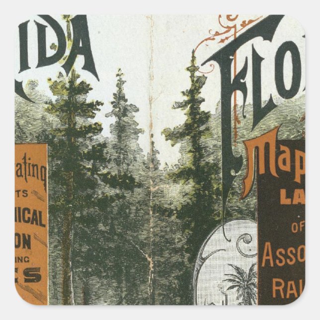 Pegatina Cuadrada Mapa de municipio de Florida (Anverso)