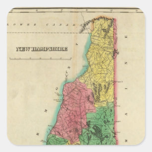 Pegatina Cuadrada Mapa de New Hampshire