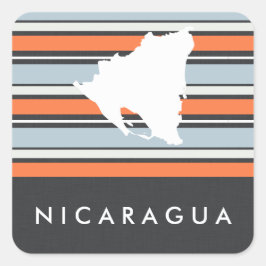 Pegatina Cuadrada Mapa de Nicaragua: franjas modernas