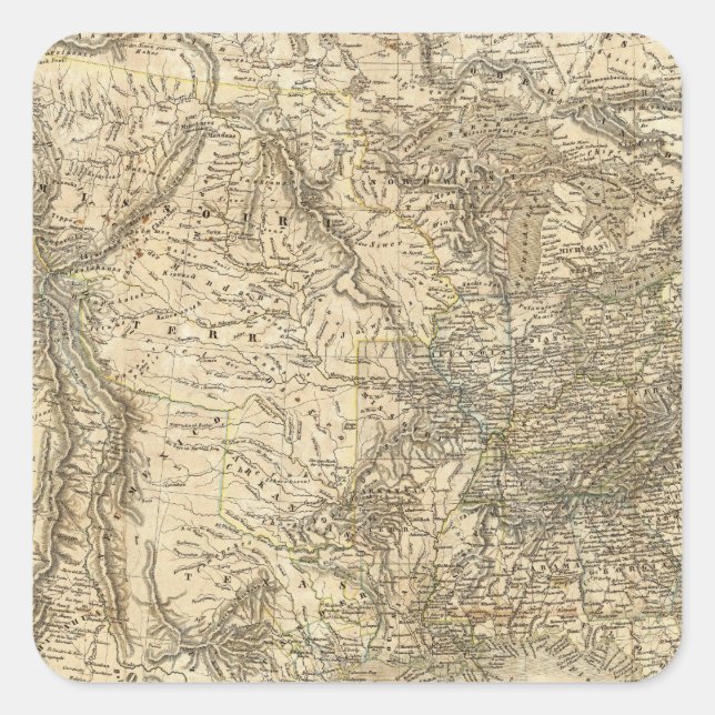 Pegatina Cuadrada Mapa de Norteamérica (Anverso)
