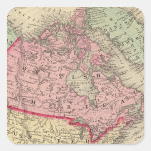 Pegatina Cuadrada Mapa de Norteamérica