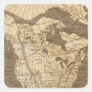 Pegatina Cuadrada Mapa de Norteamérica por Arrowsmith