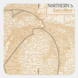 Pegatina Cuadrada Mapa de Northern Steamship Company