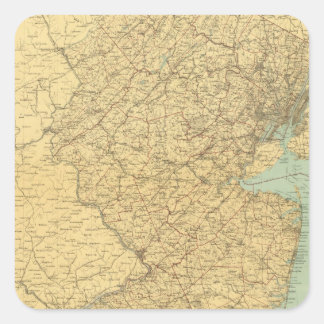 Pegatina Cuadrada Mapa de Nueva Jersey