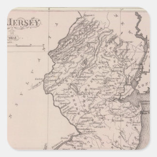 Pegatina Cuadrada Mapa de Nueva Jersey, 1812