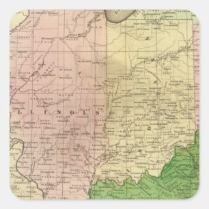 Pegatina Cuadrada Mapa de Olney de los Estados Occidentales