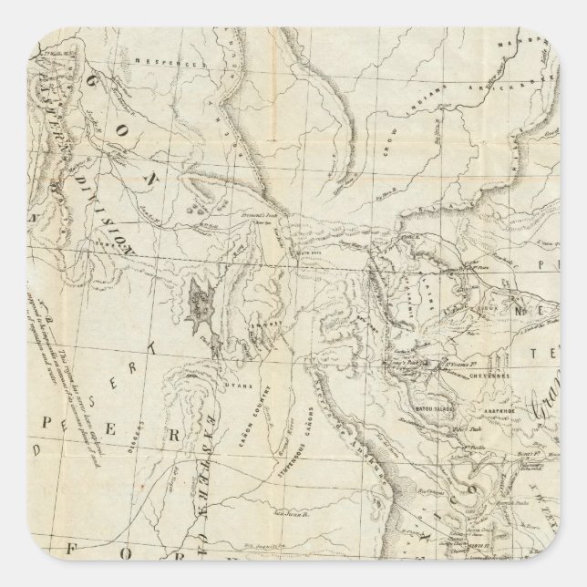 Pegatina Cuadrada Mapa de Oregón, California, Nuevo México (Anverso)