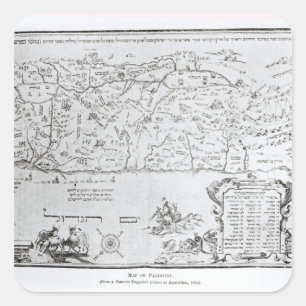 Pegatina Cuadrada Mapa de Palestina, de un Haggadah del Passover