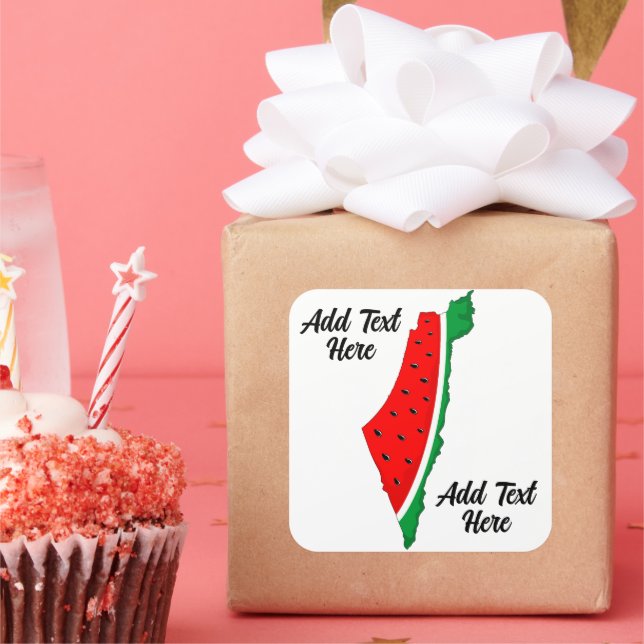 Pegatina Cuadrada Mapa de Palestina sandía símbolo de la libertad (Fiesta)