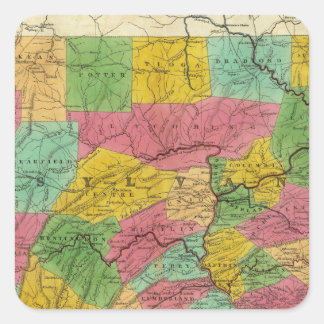 Pegatina Cuadrada Mapa de Pensilvania, Nueva Jersey y Delaware