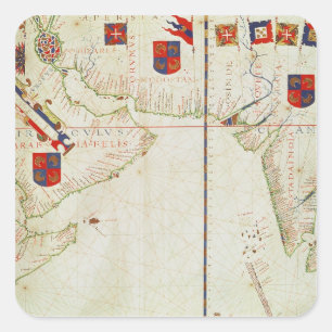Pegatina Cuadrada Mapa de Persia, Arabia e India