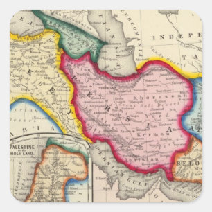 Pegatina Cuadrada Mapa de Persia, Turquía en Asia, Afganistán