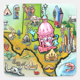 Pegatina Cuadrada Mapa de Personalizados de Austin Texas