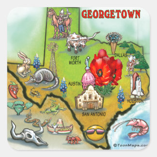 Pegatina Cuadrada Mapa de Personalizados de Georgetown Texas