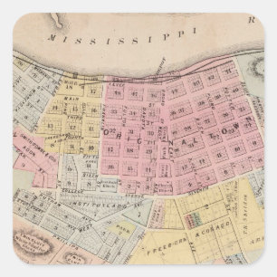 Pegatina Cuadrada Mapa de Red Wing, condado de Goodhue, Minnesota